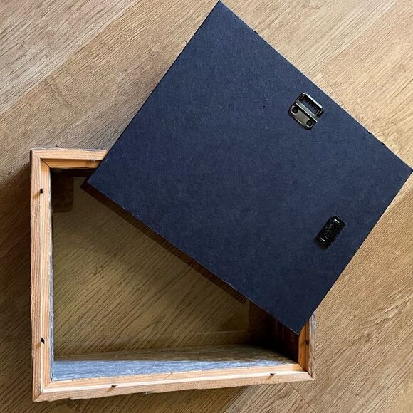 Rustic Reclaimed Wood Shadow Box Wall Hanging Hooks Black Background - Picture 15 of 16